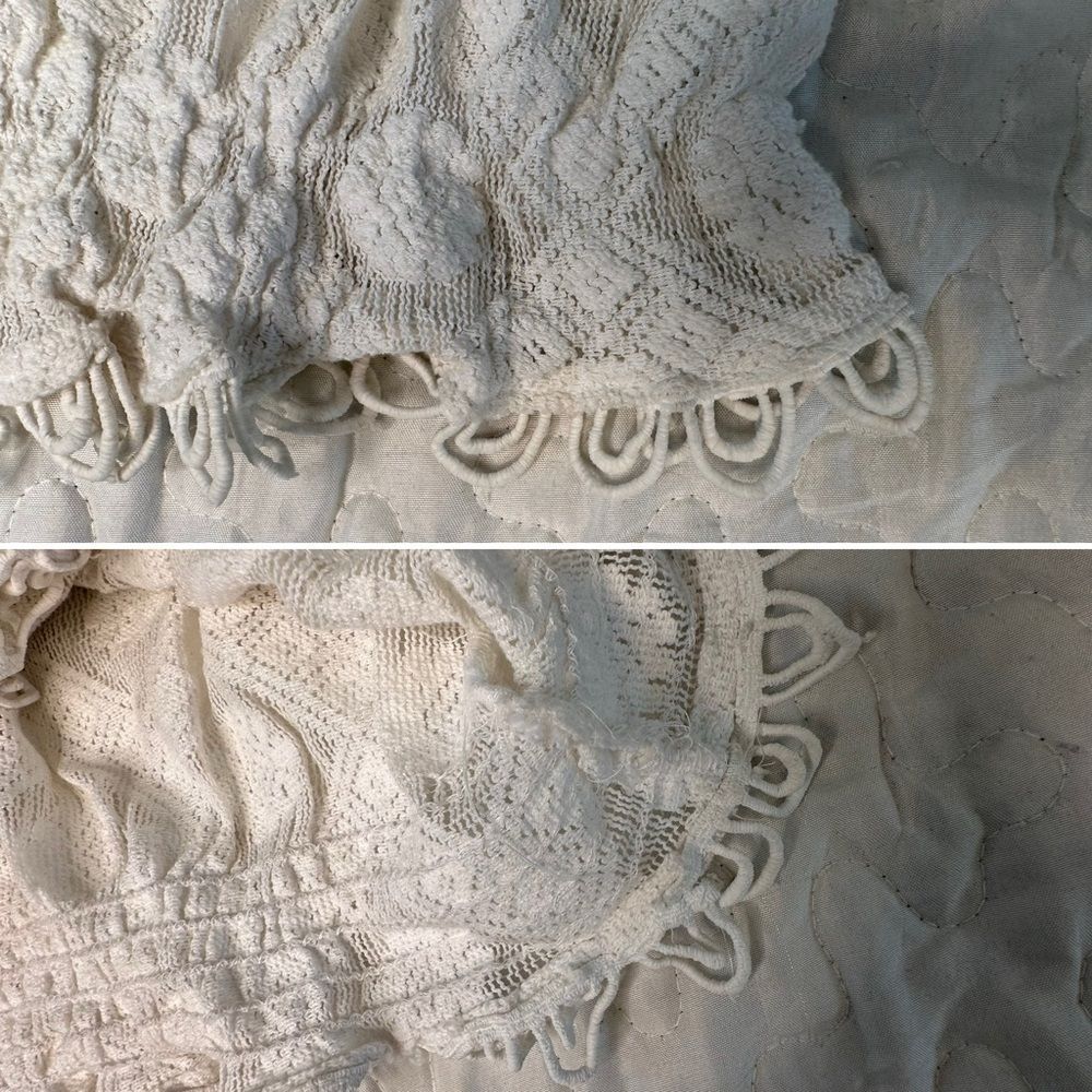 Sunday Cristina Paris Boho Lace Crop Top Free Size (XS–M) Beaded Peasant Blouse - Picture 7 of 12